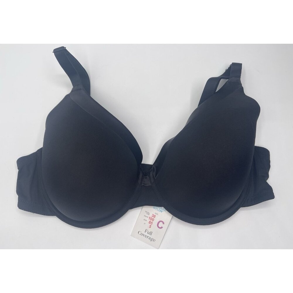 Primark Bra Womens‎ Size 38 C Black Full Coverage Wired Padded Adjustable Strap